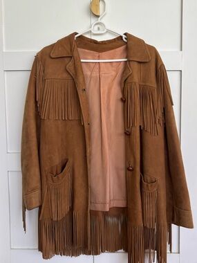 Vintage Brown Suede Fringe Jacket